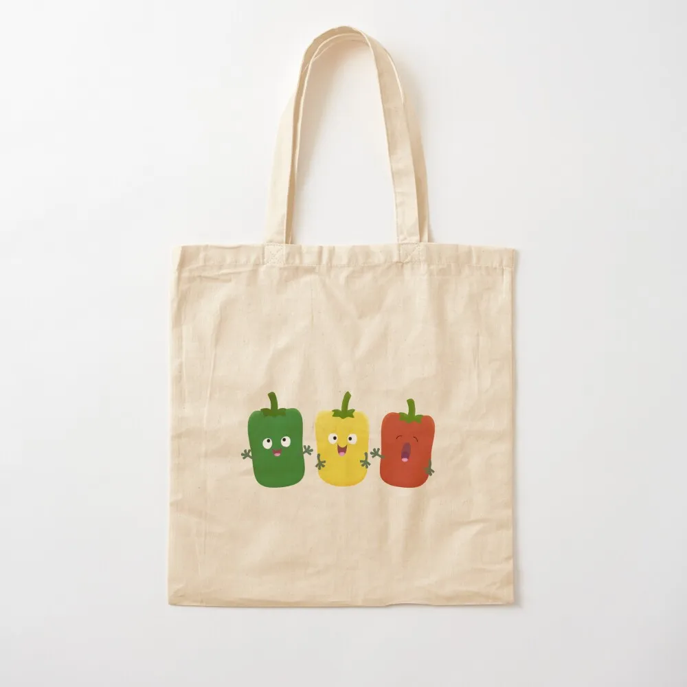 لطيف جرس الفلفل الفلفل الثلاثي الغناء الكرتون حمل حقيبة أكياس قابلة لإعادة الاستخدام حقيبة قماش حقيبة تسوق شعار شخصية حمل #2