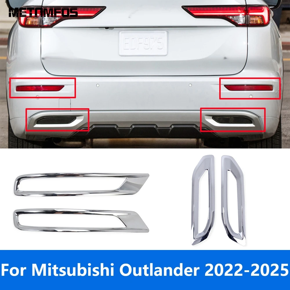 Rear Fog Light Lamp Cover Trim For Mitsubishi Outlander 2022 2023 2024 Chrome Foglight Reflector Sticker Accessories Car Styling