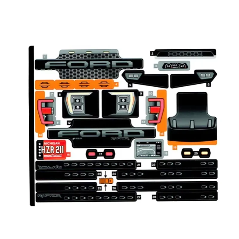 1 Piece Building Blocks Accessories 77595 Stickers Sheet Parts fit for 42126 F-150 Raptor Bricks Set DIY Cars Model  Toys Gifts