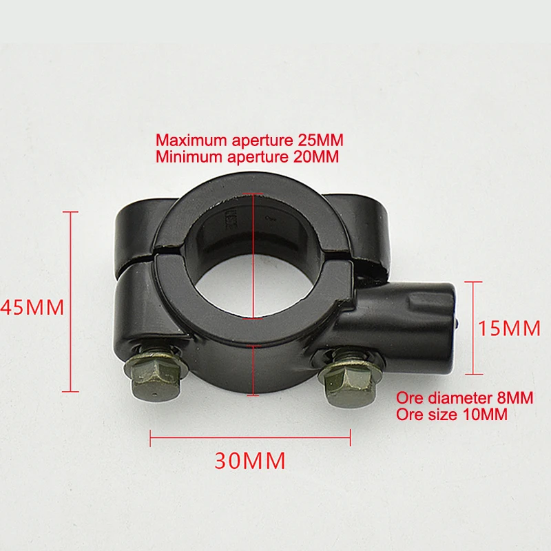 Adaptador de soporte de espejo con base de abrazadera negra para motocicleta, manillar de 22 mm, rosca de 10 mm y 8 mm, abrazadera de montaje de espejo universal, 2 piezas