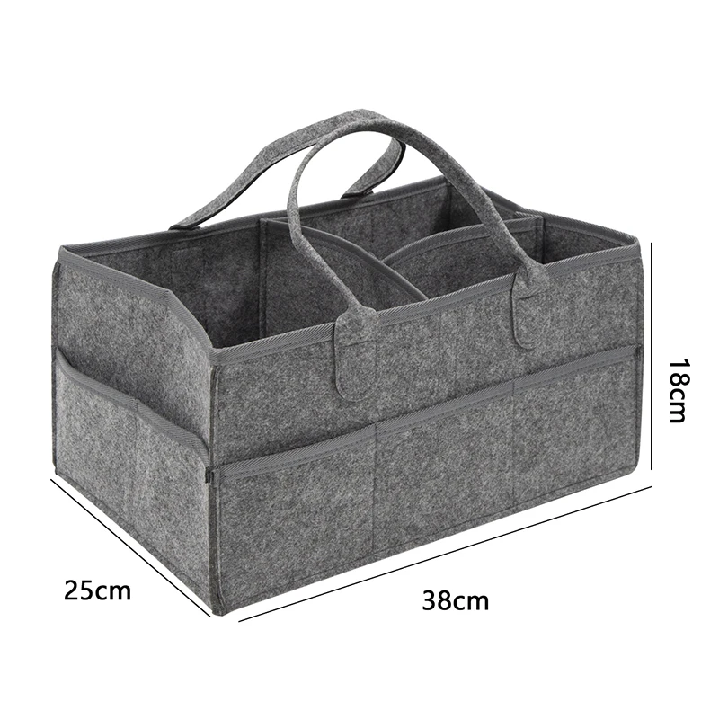 Tote Bag For Mommy Baby Diaper Storage Organizer Baby Stroller Hanging Large Capacity Foldable Mummy Tote Basket Felt Fabric Bag