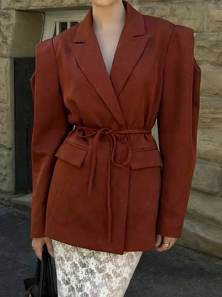 

TFMLN 2026, женский пиджак, свободный весенне-осенний модный темпераментный костюм на талии со шнуровкой на плечах, женское пальто, новинка