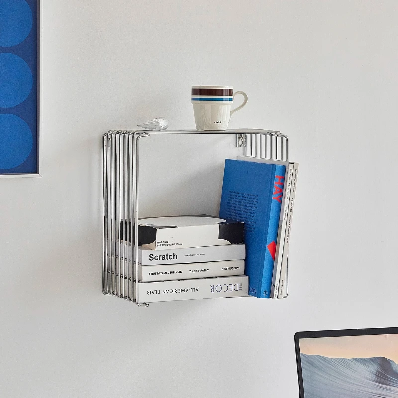 Creative Wall Mounted Floating Shelf Stainless Steel Side Table Space Saving Corner Organizer