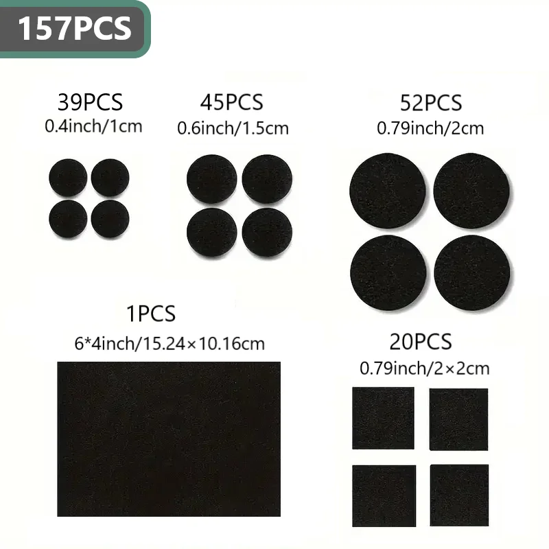 Felt Furniture Pads for Hardwood Floors -157 Pcs Premium Felt Pads for Chair Legs, Floor Protectors for Furniture, Black