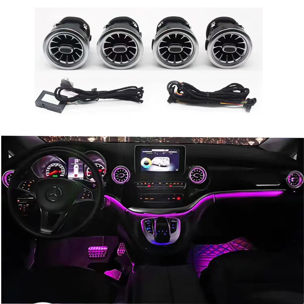 Car LED Front Dashboard Air Condition Vent Outlet Turbo Interior For Mercedes Benz V Class EQV Vito Viano Valente Metris W447