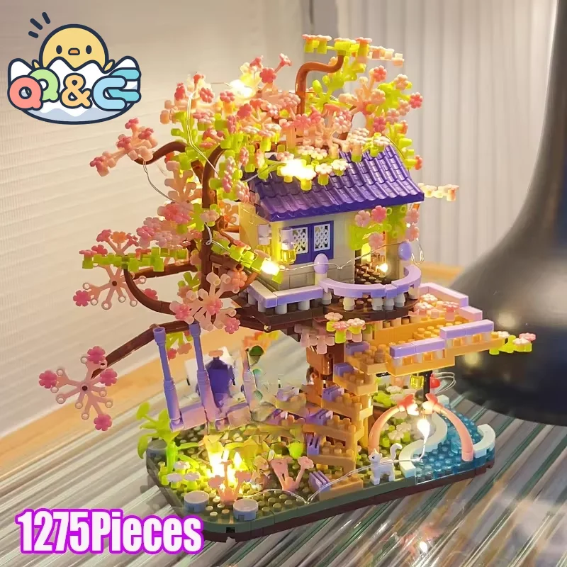 زهرة شجرة البيت بنة لتقوم بها بنفسك تجميع اللعب مايكرو الطوب لغز لعب للأطفال الأطفال الفتيات صديقة هدايا عيد ميلاد #1