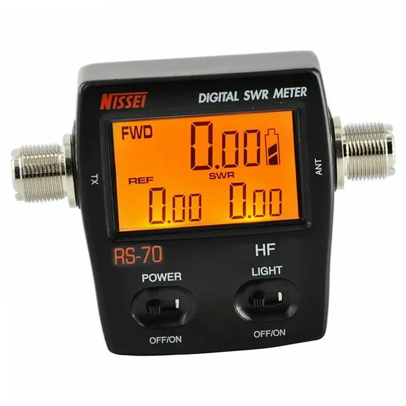 NISSEI RS-70 Digital SWR Power Counter RS70 Meter HF 1.6-60MHz 200W M Type Connector for Two Way Radio Walkie Talkie