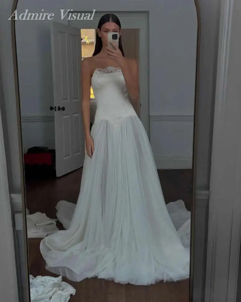 New Arrive Wedding Dresses A-Line Square Collar Sleeveless With Open-Back Customized Bride Gowns Vestidos De Novia