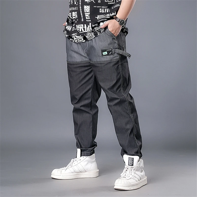 

Patchwork Cargo Pants Men Joggers Sweatpants Summer Autumn Baggy Pants Male Streetwear Trousers Elastic Waist Plus Size