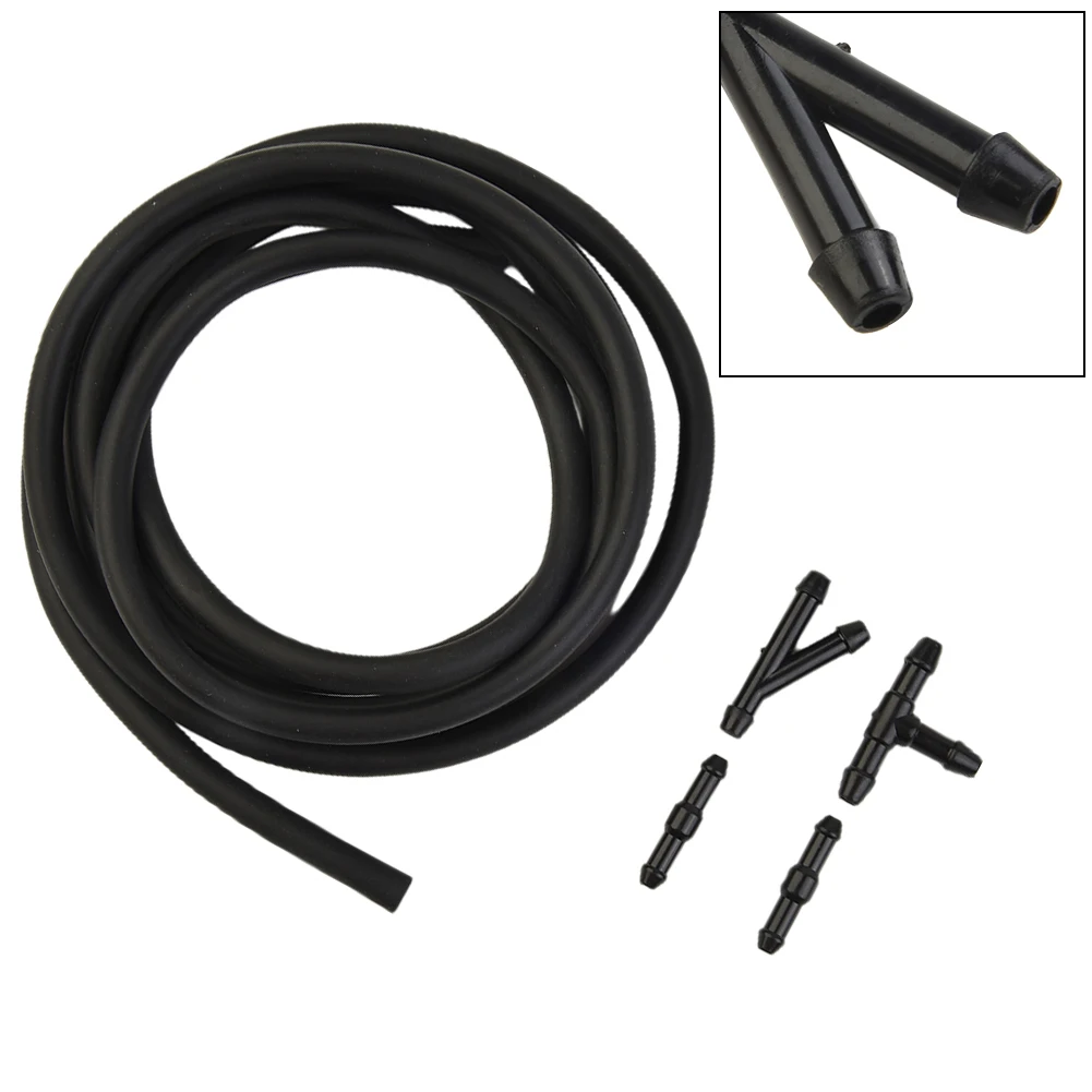 New Useful 1*2 M Hose 4X Hose Connectors Pump Nozzles Wiper Washer ABS Plastic+Rubber Accessories For Windscreen Washer