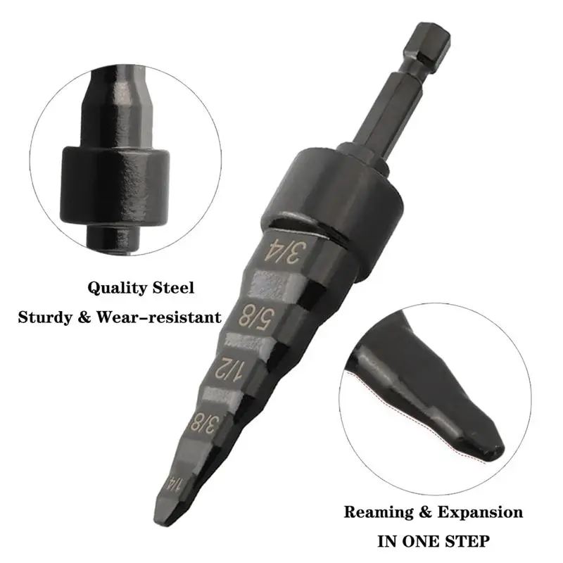 AA05 2PCS Copper Tube Expander, 5 In1 Air Conditioner Copper Pipe Swaging Flaring Drill Bits Repair Tool