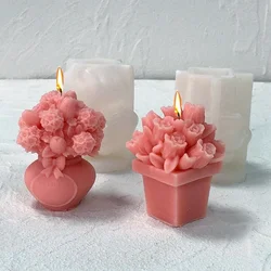 New tulip flower pot shape silicone mold DIY Rose bouquet candle Soap plaster crafts resin mold manual art making tools