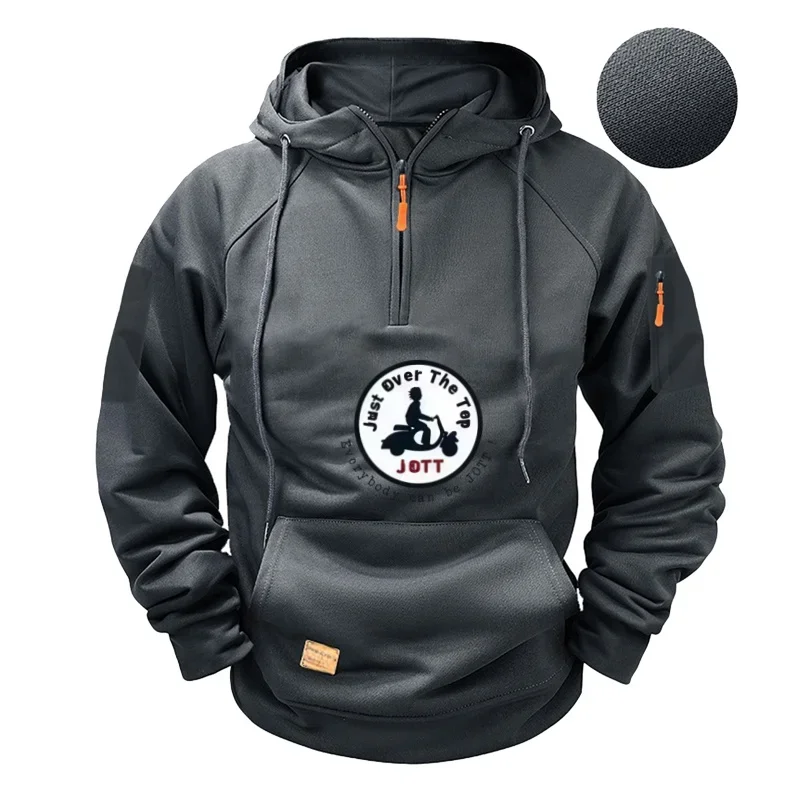 

New men's hoodie and sweatshirt for autumn and winter, outdoor casual multi-pocket zipper men's large-sized pullover hoodie
