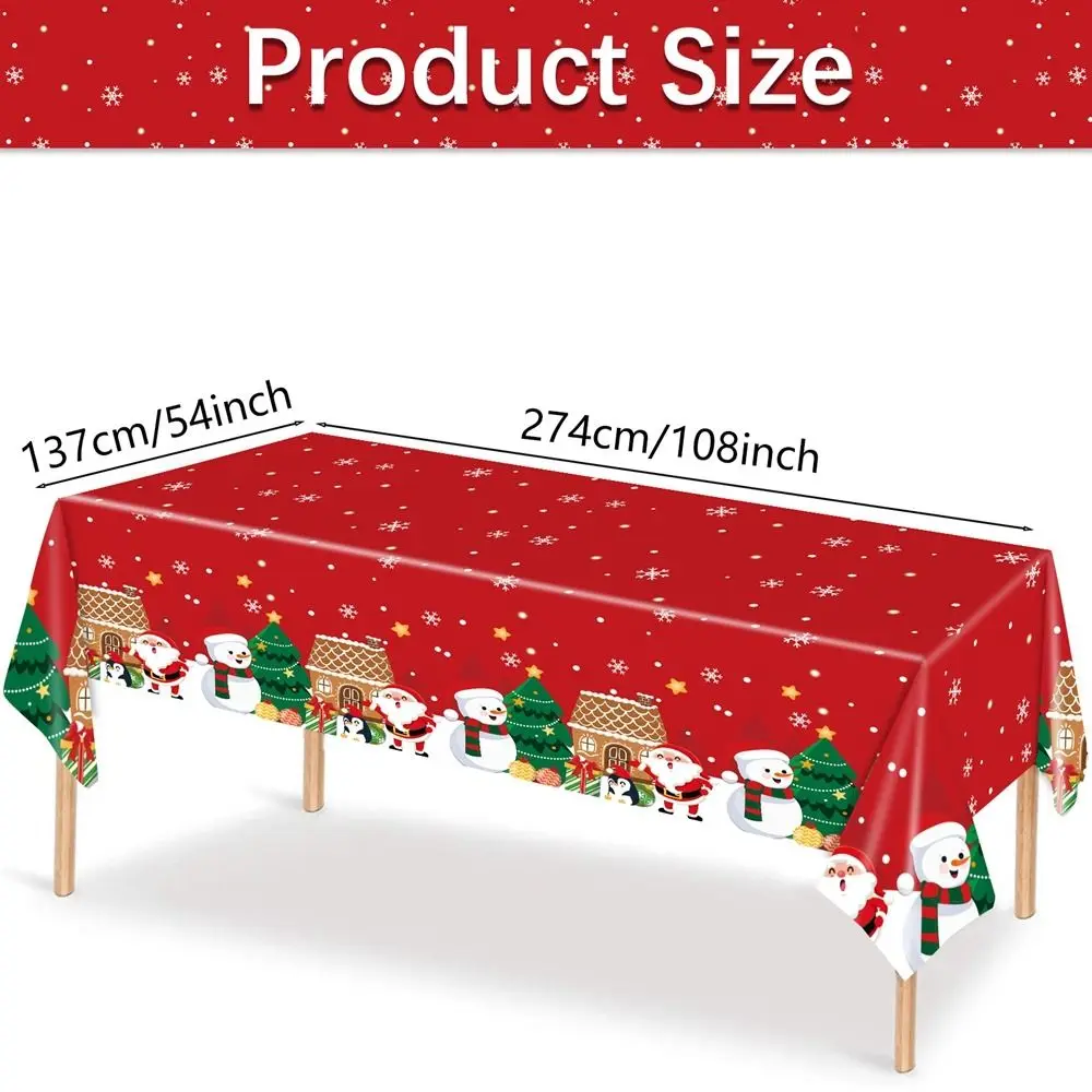 Plastic Christmas Tablecloth Snowman Snowflake Disposable Disposable Tablecloths Bronzing Table Decoration Table Cover Christmas