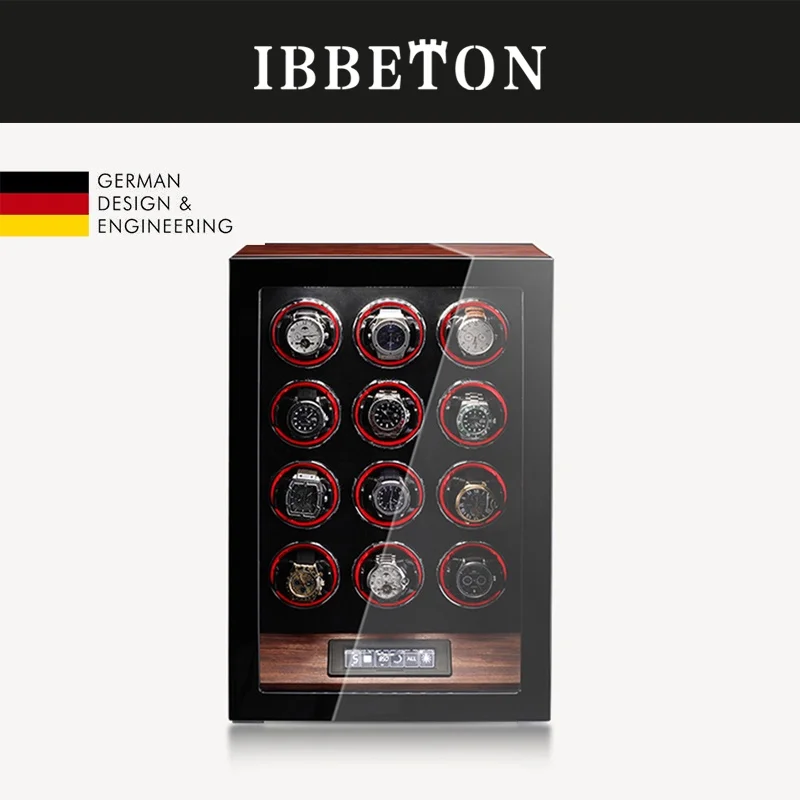 Luxe Automatische Horloge Winder12 24 30 Slot Hout Mechanisch Horloge Doos Vingerafdruk Unlock Rustig Mabuchi Motor Horloges Opslag Veilig