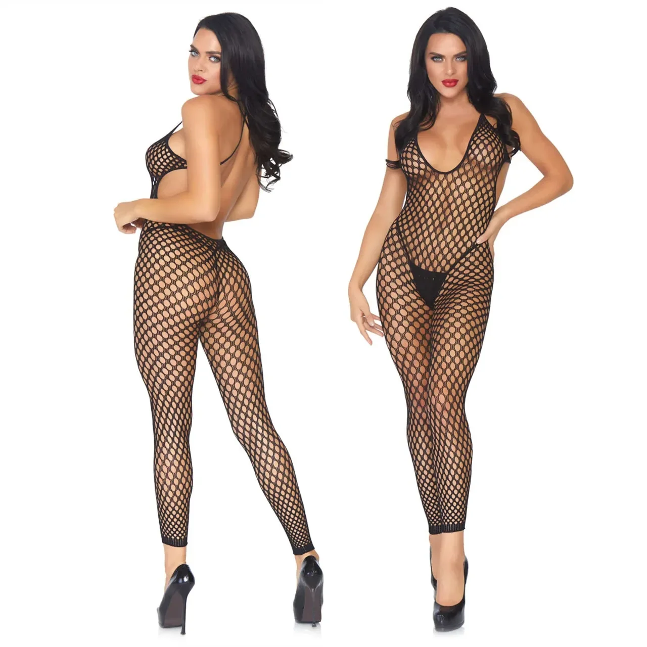 Sexy Mesh Fishnet Bodystockings For Women Erotic Lingerie Open Crotch Crotchless Porn Black Teddies Bodysuits Underwear Costumes