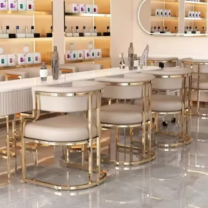 

Modern bar Chair Home Backrest bar Chair Nordic Light Luxury High Stool Front Desk Reception Dining Chair bar Stool