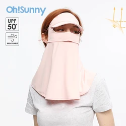 OhSunny Women Face Cover Sun Protection Scarf Golf Neck Shoulder Flap Breathable Anti-UV UPF1000+ Balaclava for Outdoor Cycling