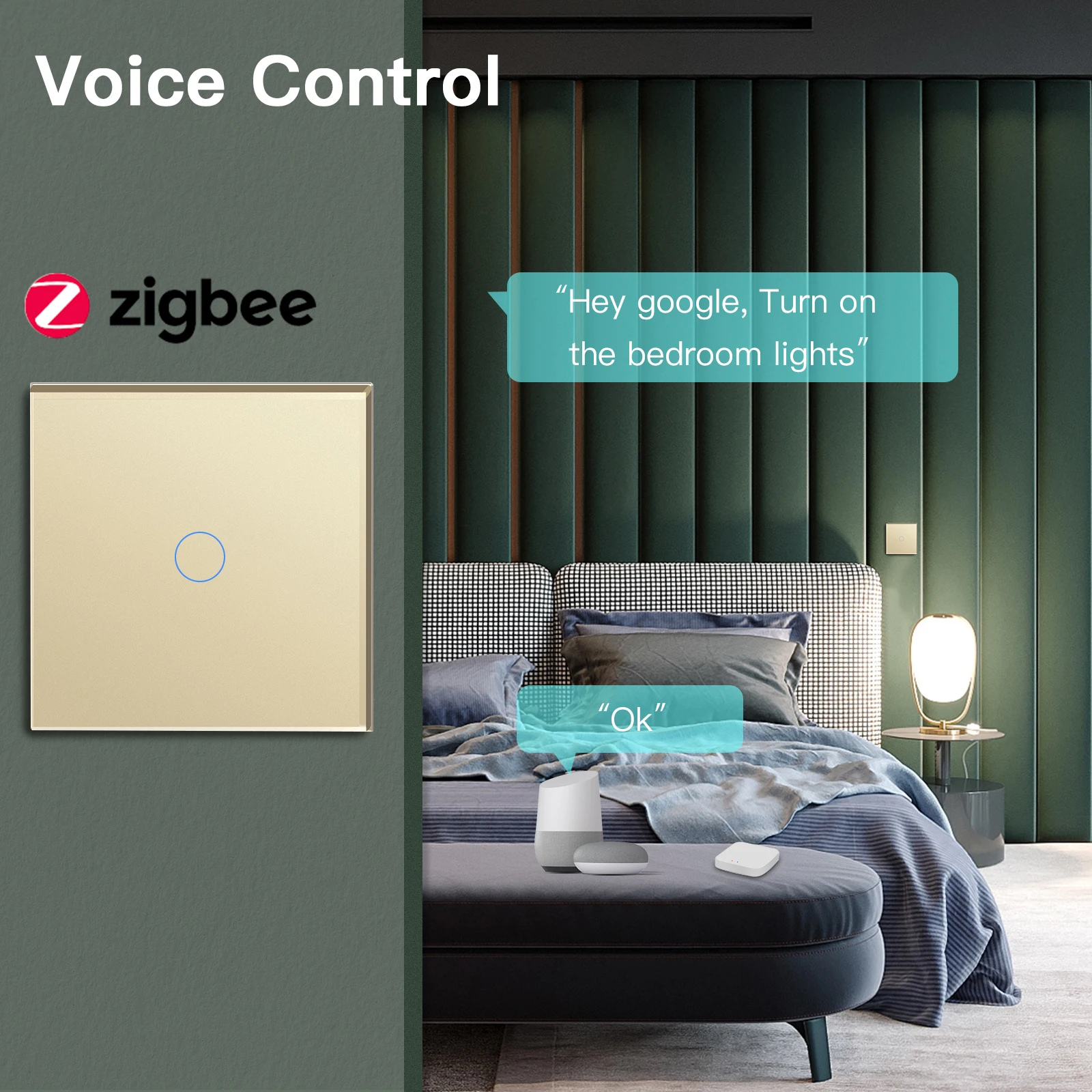 BSEED Zigbee interruptores táctiles 1/2/3/banda 1Way luz inteligente Sensor de interruptor de interruptores de pared Tuya Control de vida