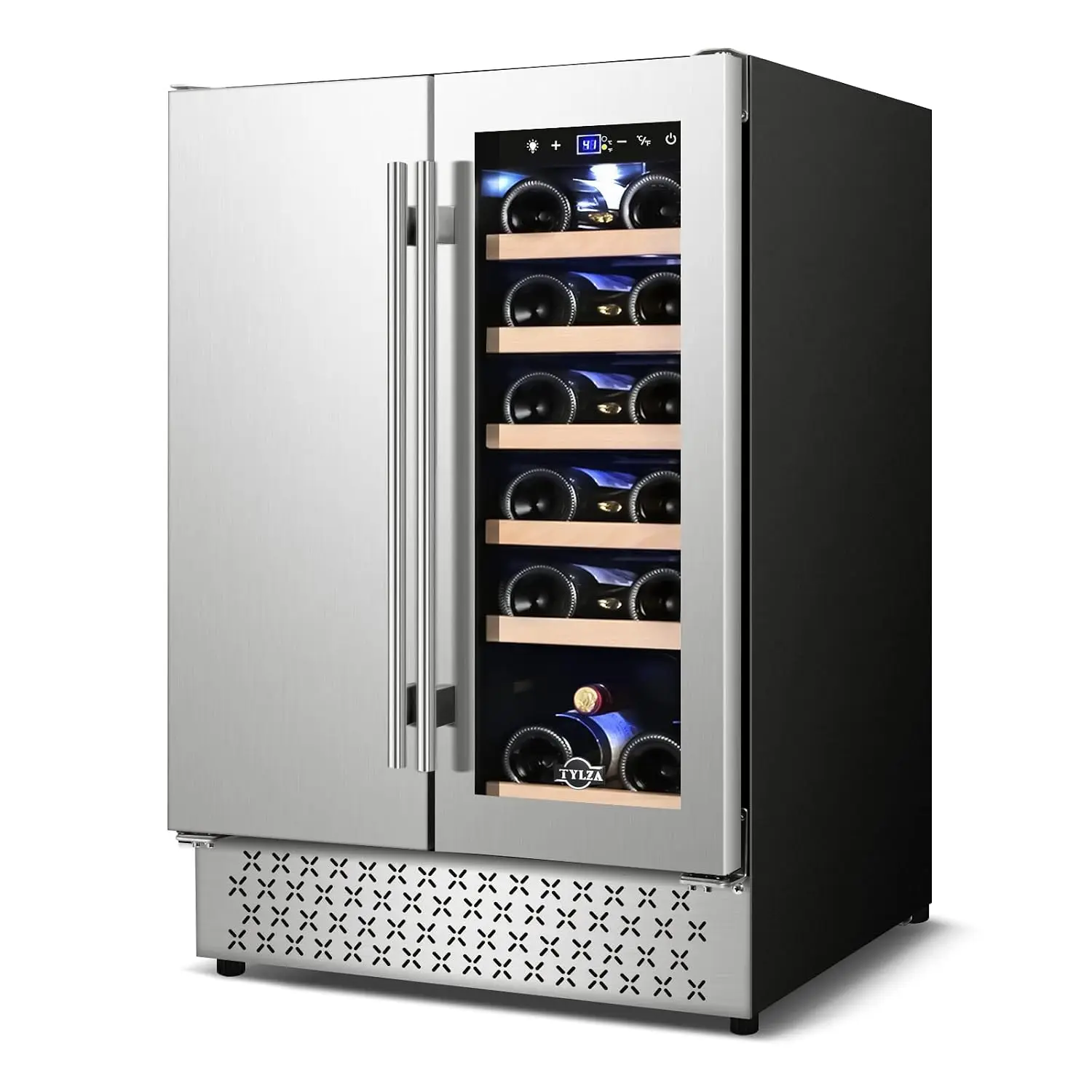 Wine and Beverage Refrigerator, 24 Inch Dual Zone Wine Beverage Cooler, Holds 20 Bottles and 88 Cans, Built-In and, Custom
