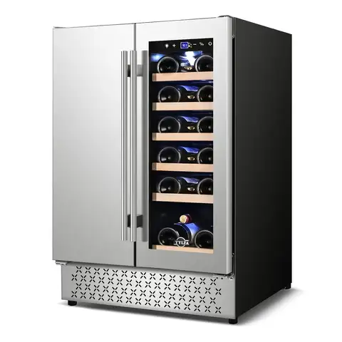Wine and Beverage Refrigerator, 24 Inch Dual Zone Wine Beverage Cooler, Holds 20 Bottles and 88 Cans, Built-In and, Custom