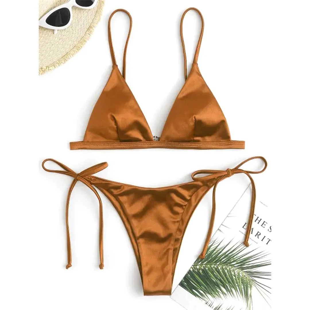 5 Farben Satin High-Leg-Cut Brasilianisches Zweiteiler-Bikini-Set Bikini Damen-Badeanzug Badebekleidung Frauen-Badebekleidung Bather Swim V4964 – Detail 35