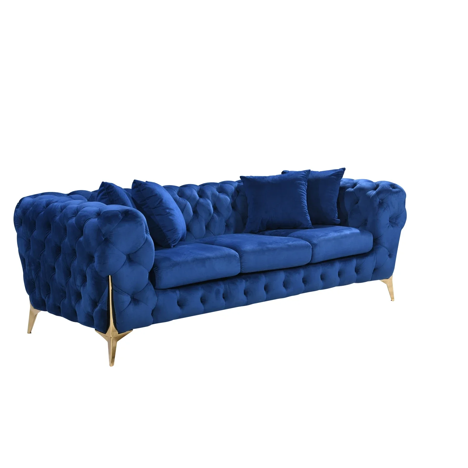 for NOVA Blue Royal Classical 3-Seater Sofa Set Luxury Living Room Furniture Italian Fancy Large Velvet Fabric Couches Sofa