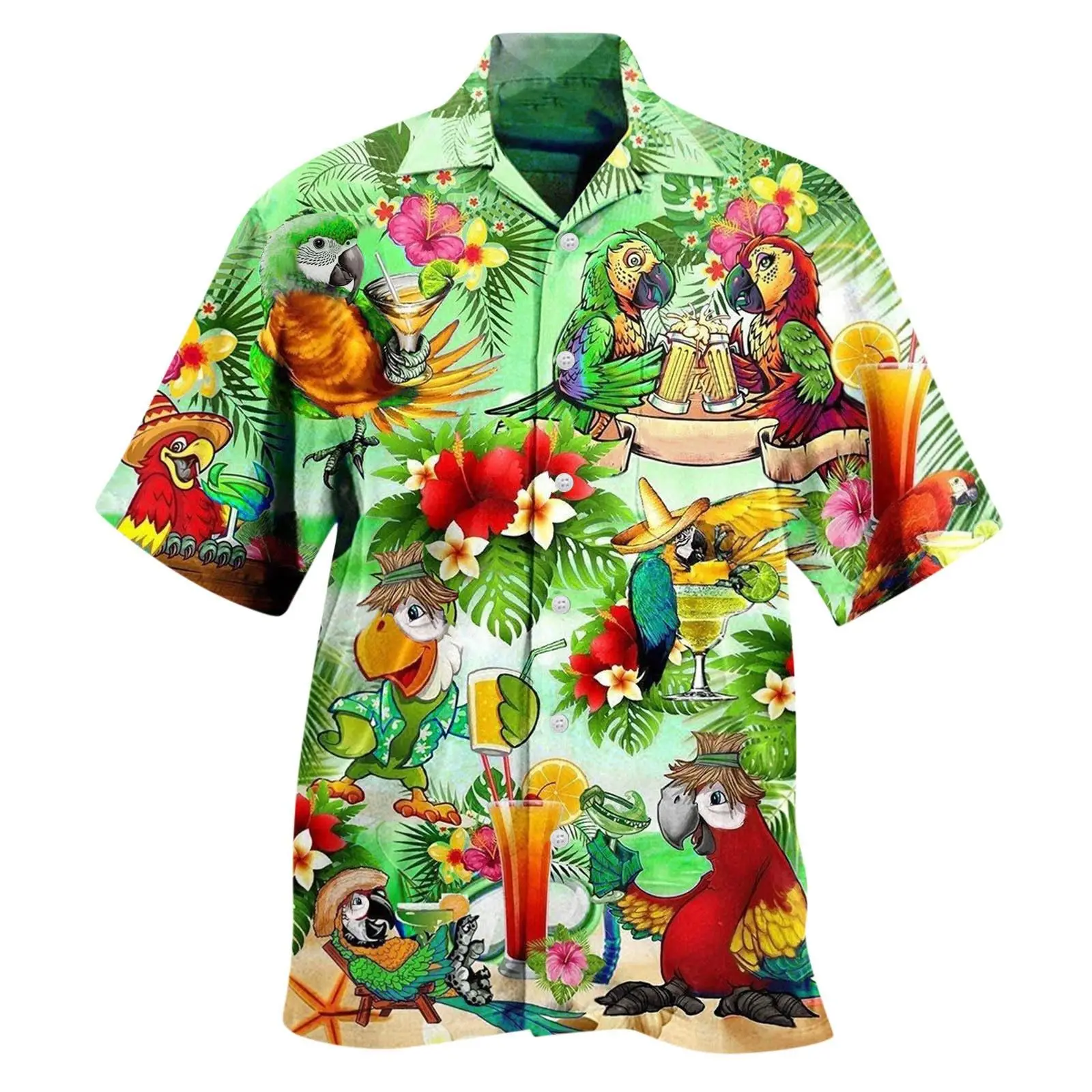 New Men's Plus Size 3D Digital Printed Hawaiian Shirt