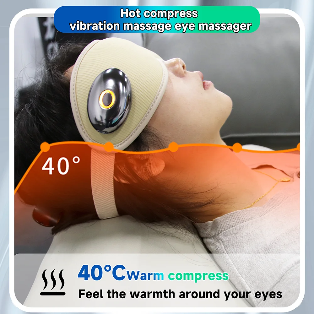 ホットセール 目元マッサージャー ストレス緩和 アイケアマシン 温熱圧迫 振動 冷却ジェル付き