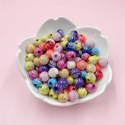 100 Pcs 8mm Acrylic Spacer Round Loose Beads with Rhinestone Jewelry Making