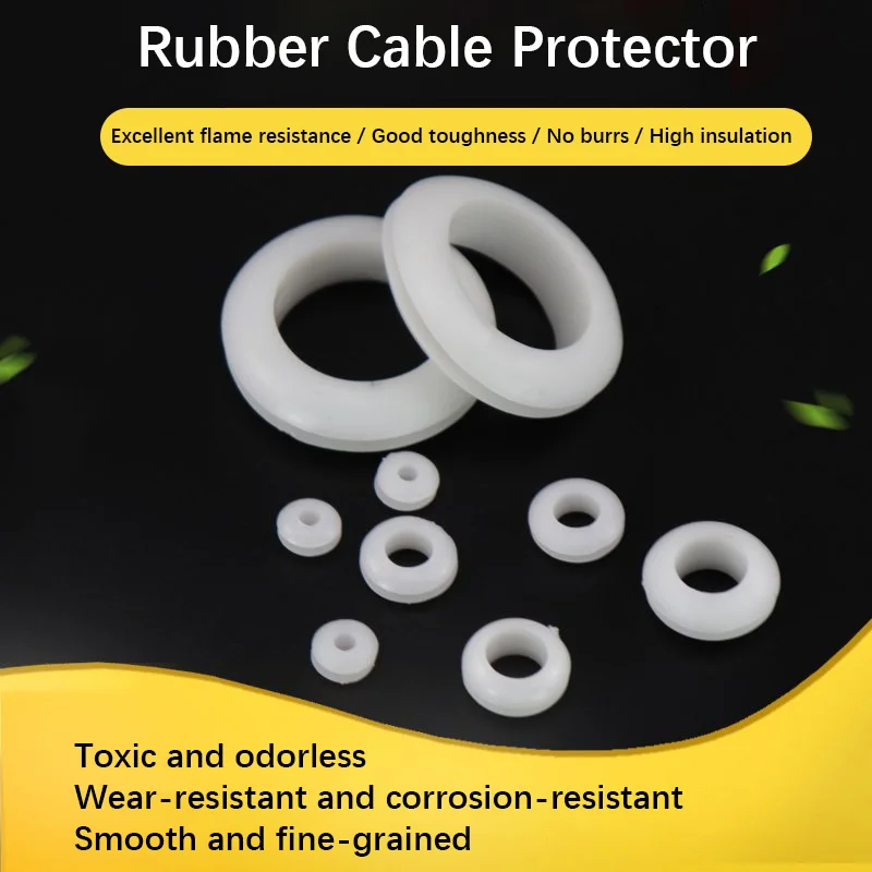 1000pcs Durable White Rubber Double-Sided Cable Grommet & Waterproof O-Ring Seal, Wire Protective Sleeve for Electrical Cabinets
