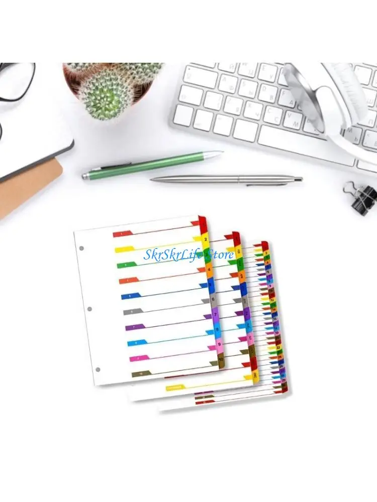 E65E Index Dividers Convenient Binder Dividers School Office Supply for Note Taking Work Documentation and Meeting Records