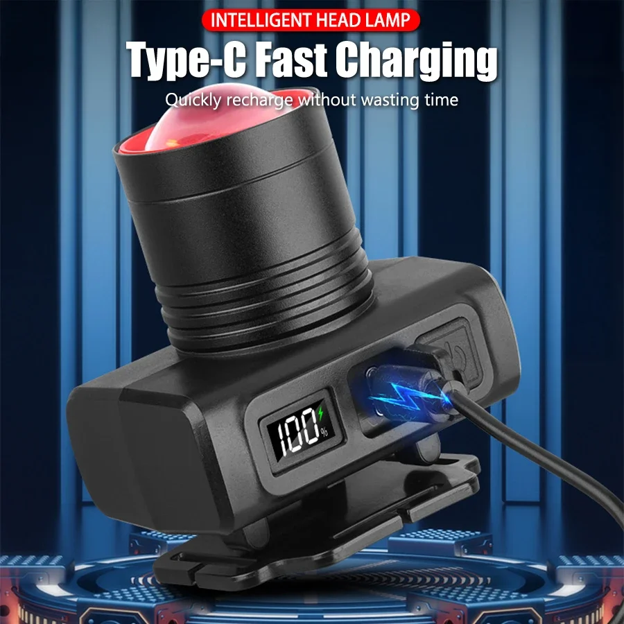 Super Bright LED Headlamp RechargeableHead Light Motion Sensor Front Led Head Flashlight Waterproof Outdoor Camping Flashing