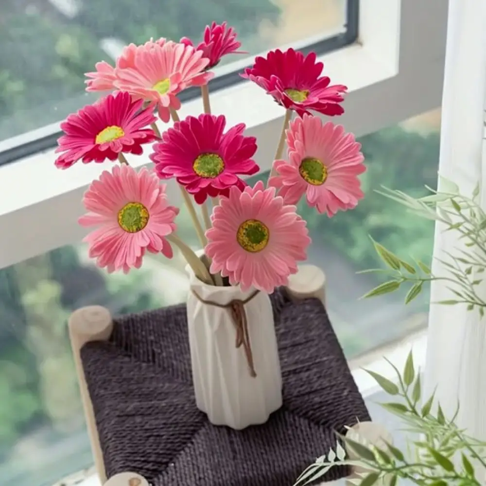 Premium PU Artificial Gerbera For Home Office Decor Wedding Floral Bouquet Real Touch Fake Plants Interior Styling