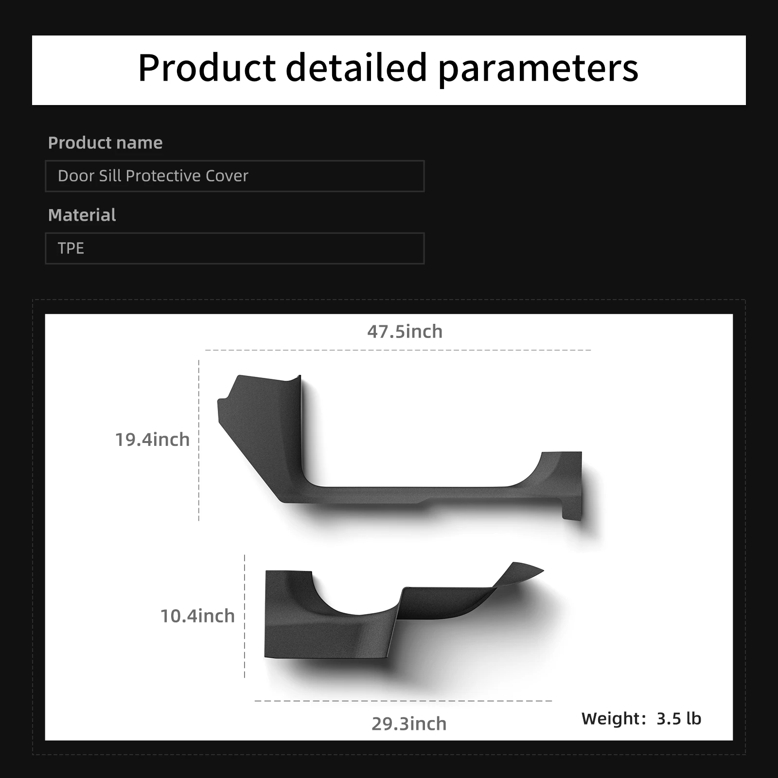 LUCKEASY Left Drive for Tesla Model Y Launch 2025 2026 Juniper Central Control Side Anti-kick Pad TPE Door Sill Strip Guard 썸네일 4