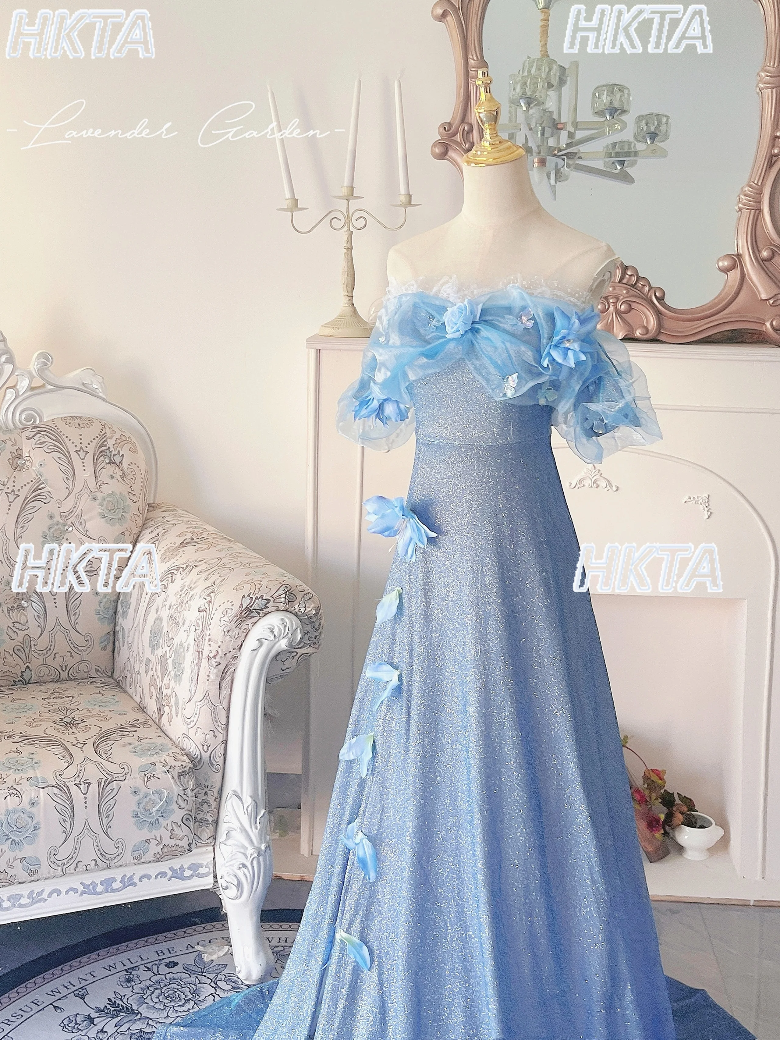 Elegante prachtige handgemaakte blauwe gepolariseerde groene prinsessenjurk zomer zoet uit de schouder slanke verjaardag swingende jurk dames