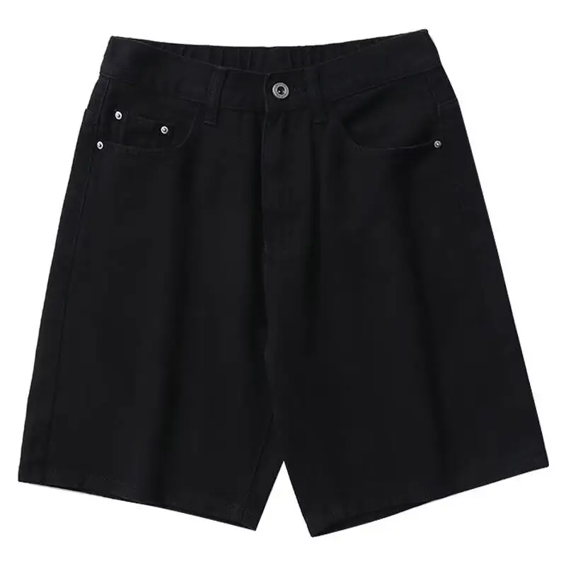 Japonês retro casual shorts meninos verão cor sólida solto ferramentas calças de cinco pontos moletom branco em linha reta calças esportivas