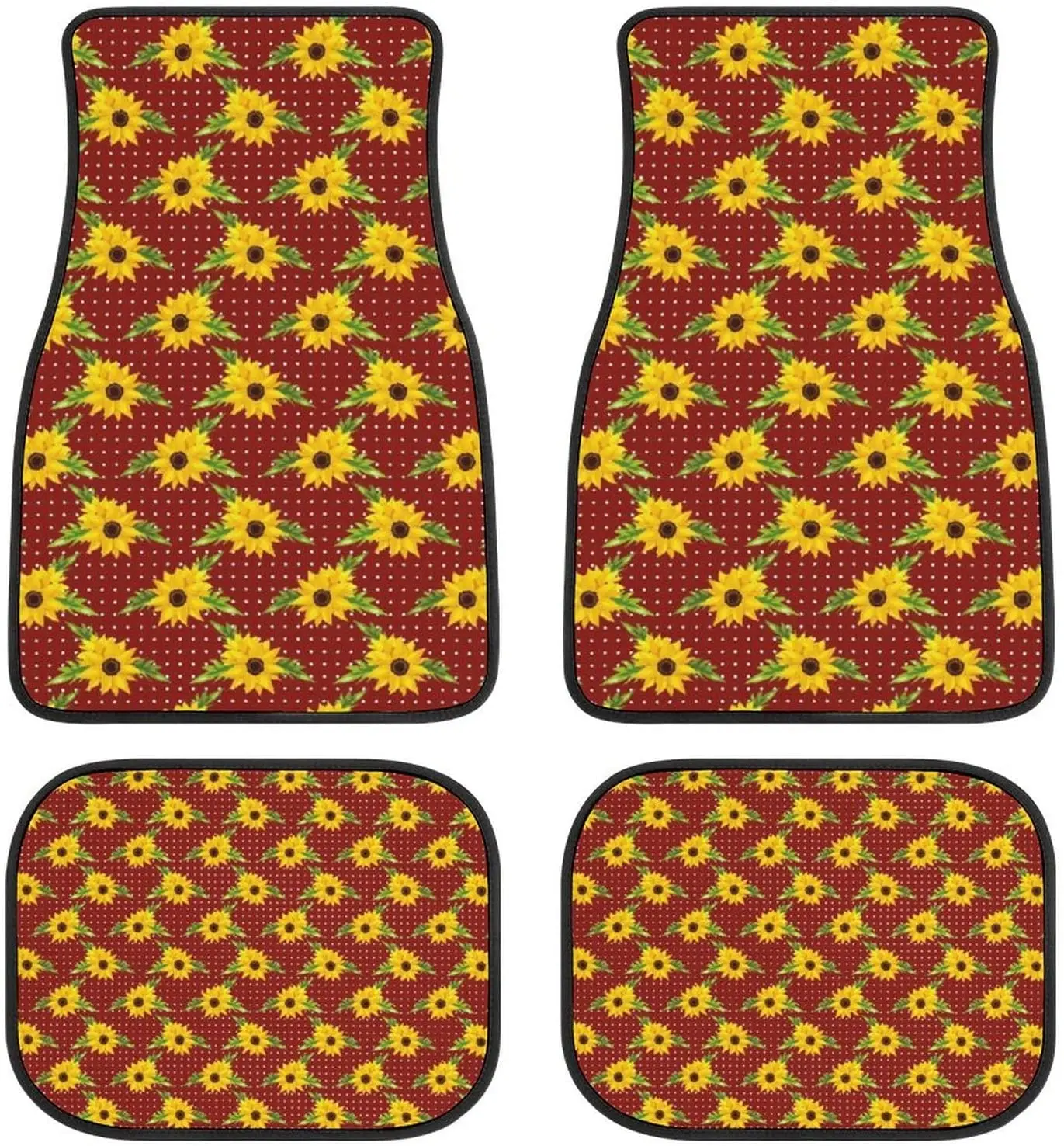 

4Pcs Auto Car Floor Mat Floral Seamless Pattern of Sunflowers Vehicle Front Rear Carpets Mat,Universal Fit Car Floor Carpet Rugs