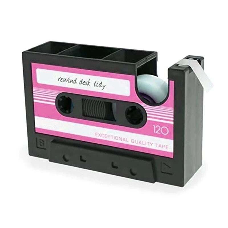 1 PCS เทปผู้ถือปากกา Retro CASSETTE เทปตลกน่ารักเทปสีชมพู-สีดํา