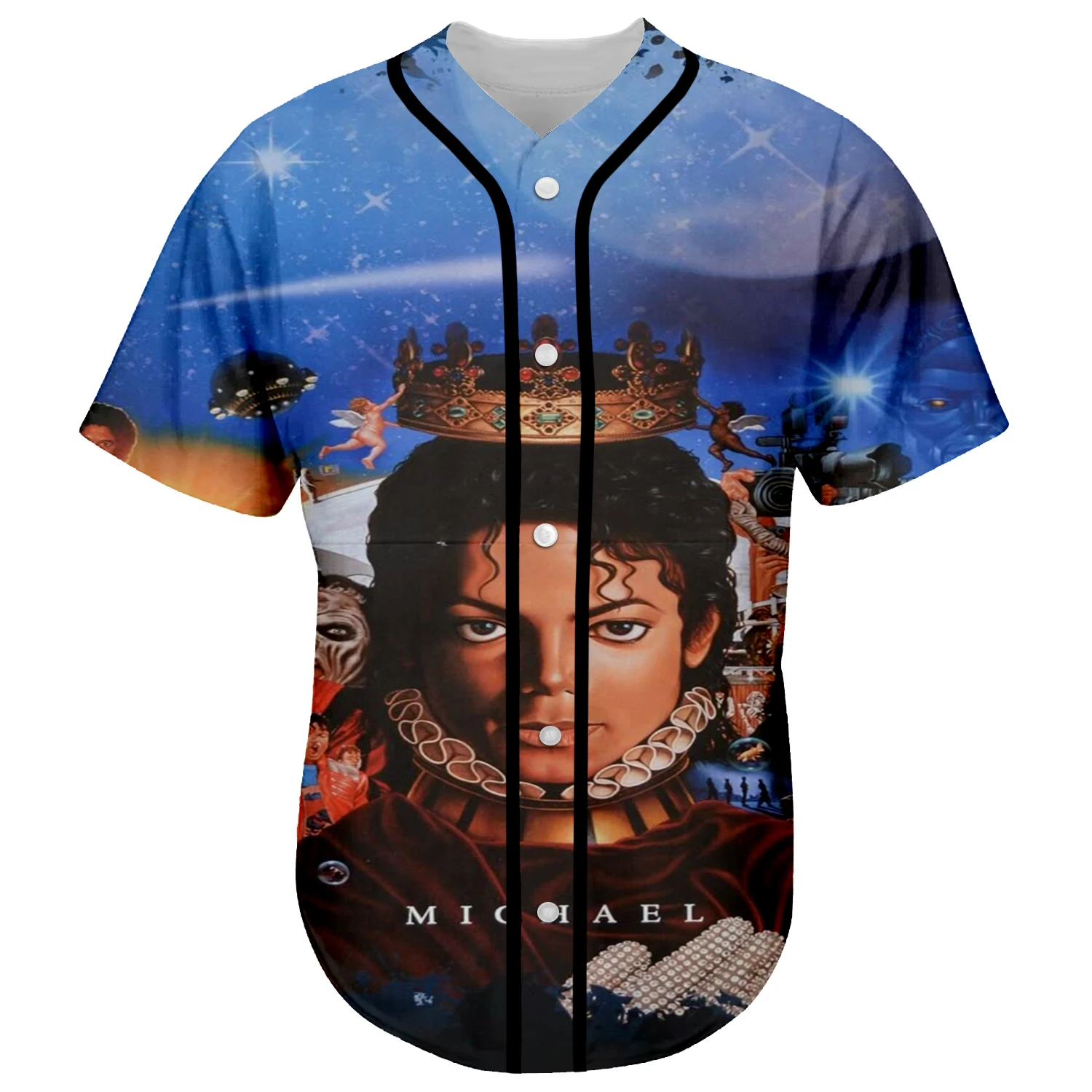 NewFashion – chemises de baseball rétro à manches courtes pour hommes et femmes, avec impression 3D, style Michael Jackson, chanteur pop, légende de la musique, décontractées, A3