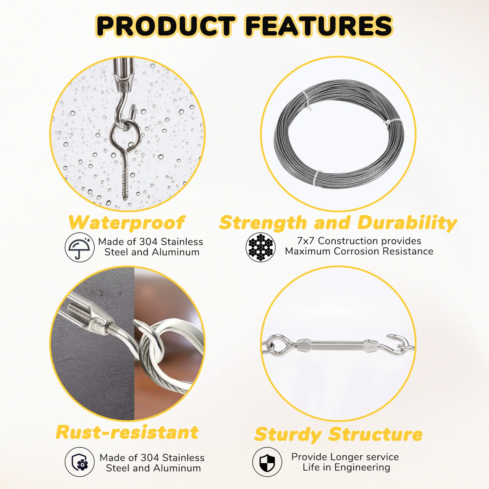 A60z1set 1/16Inch Turnbuckle Wire Tensioner Kit Heavy Turnbuckle Cable Railing Kit Stainless Steelmay