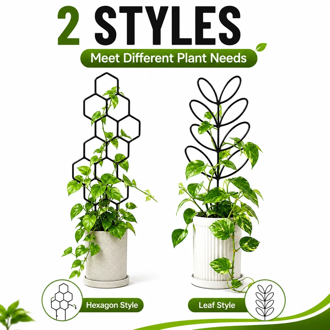 Plant Trellis Climbing Support, Honeycomb Leaf Design Rustproof Metal Garden Trellis for Potted Vines Flowers Indoor Outdoor Pla