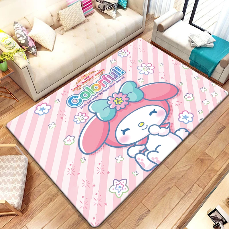 MINISO&Sanrio Melody Cute Carpet Rug for Living Room Bedroom Decoration Picnic Camp Kitchen Carpet Crawling Carpet Decoration