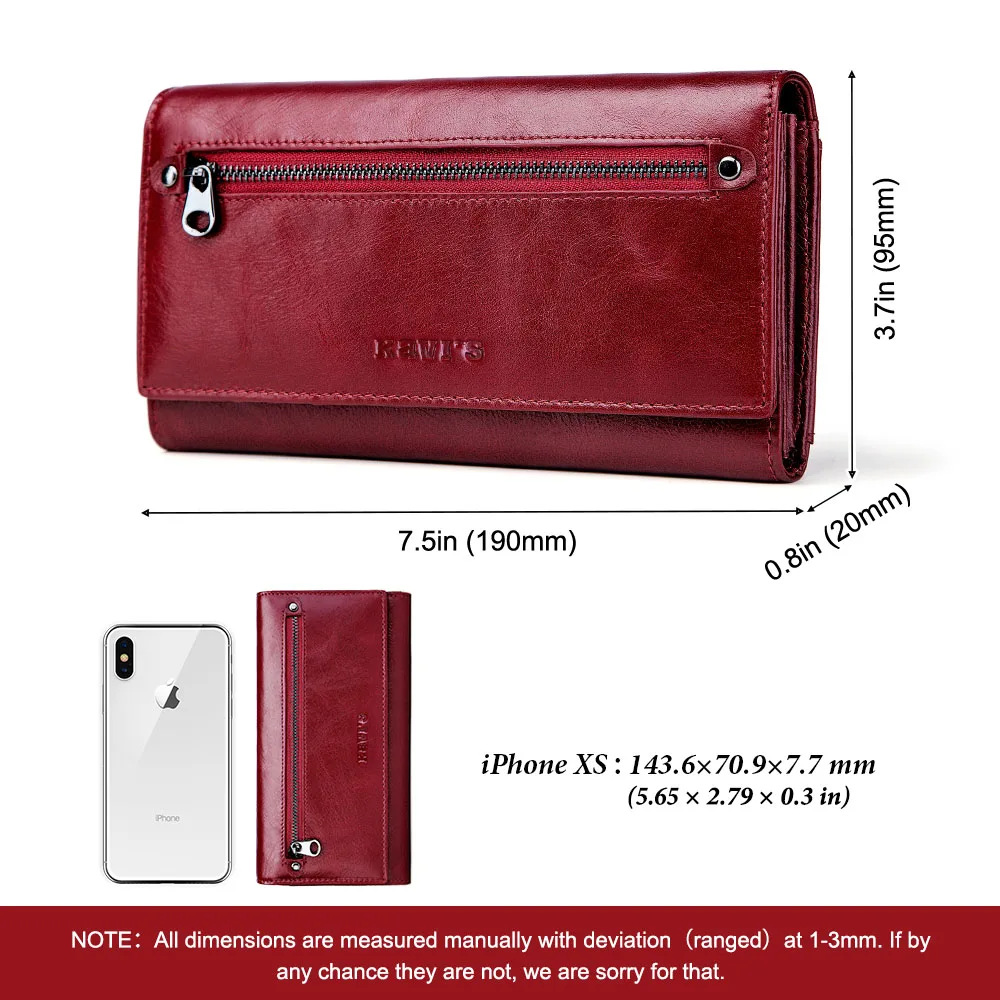 Fashionable Women Wallet Genuine Leather Long Classic Ladies Clutch with Zipper Coin Pocket Rfid Blocking Card Holder Phone Bag