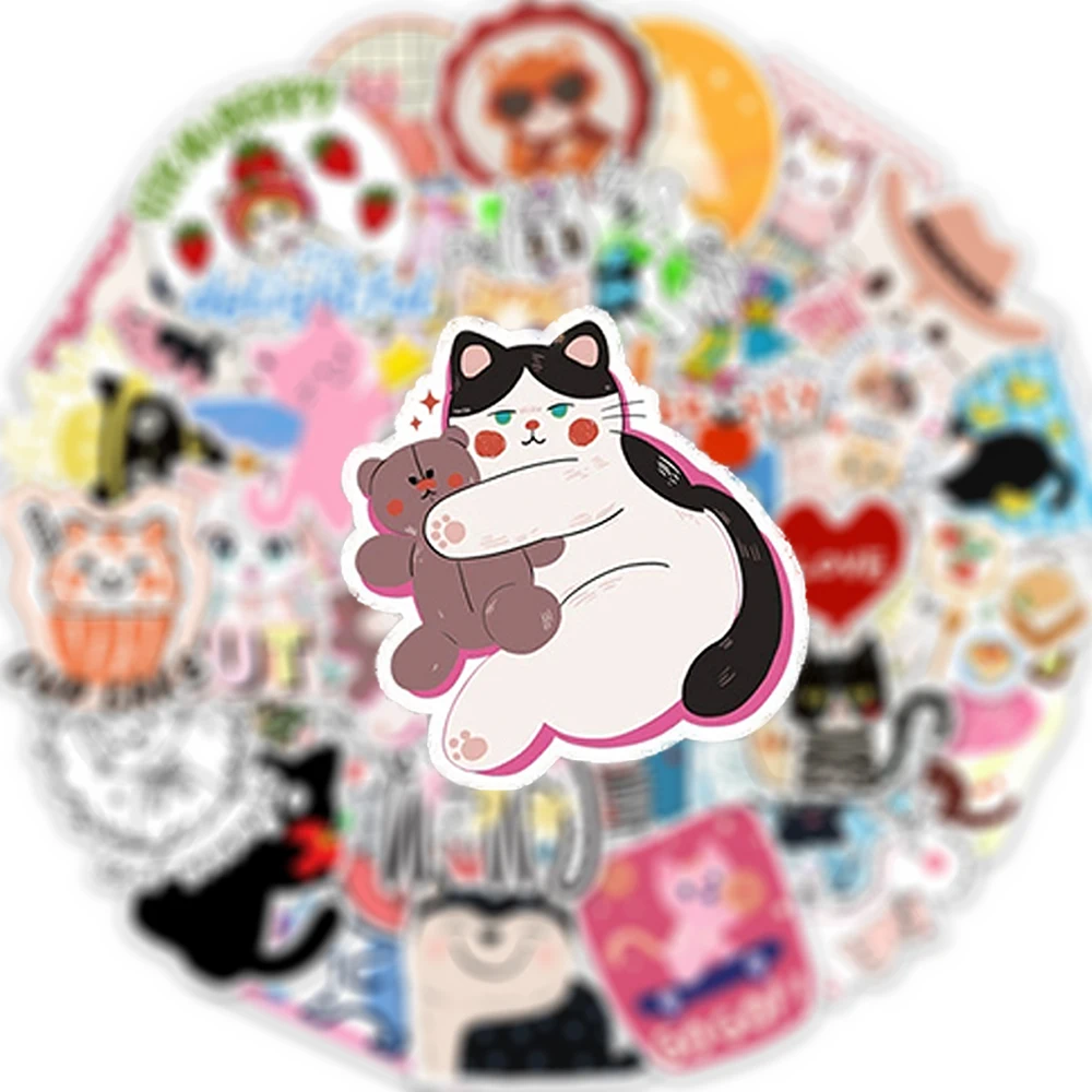 

10/30/50pcs Cute Funny Cartoon Animal Cat Stickers Kawaii Creative Graffiti Sticker DIY Water Bottle Notebook Phone Decals Toys