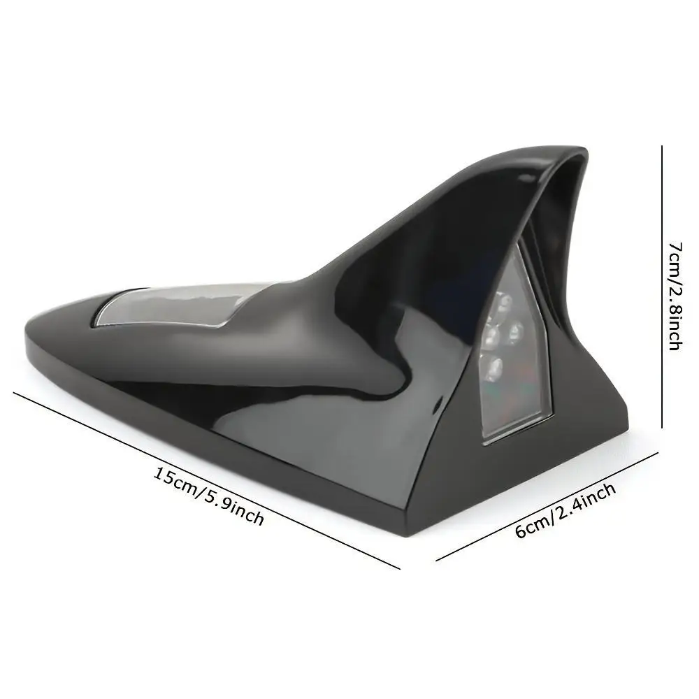 New Solar Shark Antenna Warning Light, Multi-color Car Roof Shark Fin LED Flash Decor Accessory