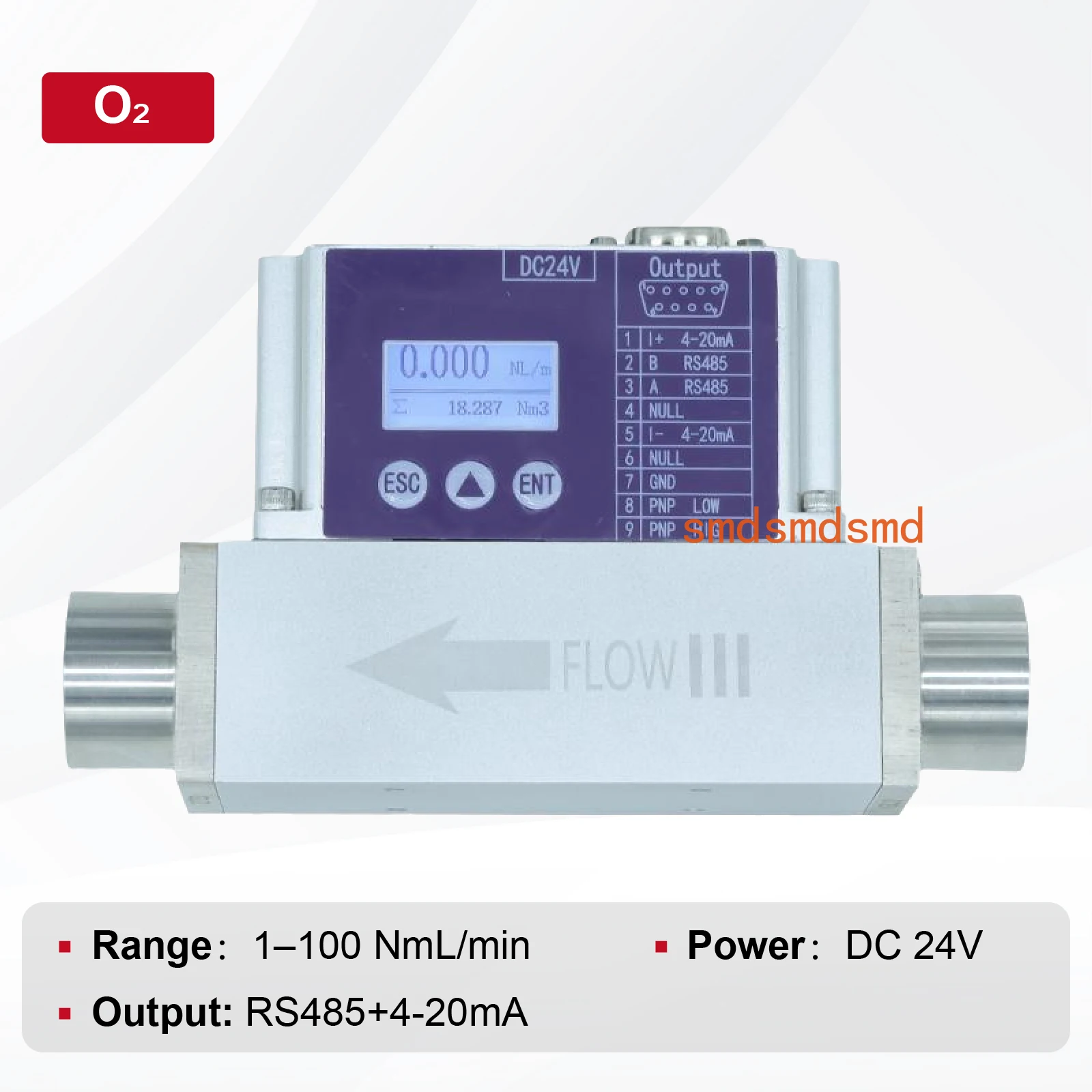 RS485 Micro Gas Mass Flow Meter Bi Directional Digital Display Sensor for Air Nitrogen Oxygen Hydrogen Helium Flow Detection