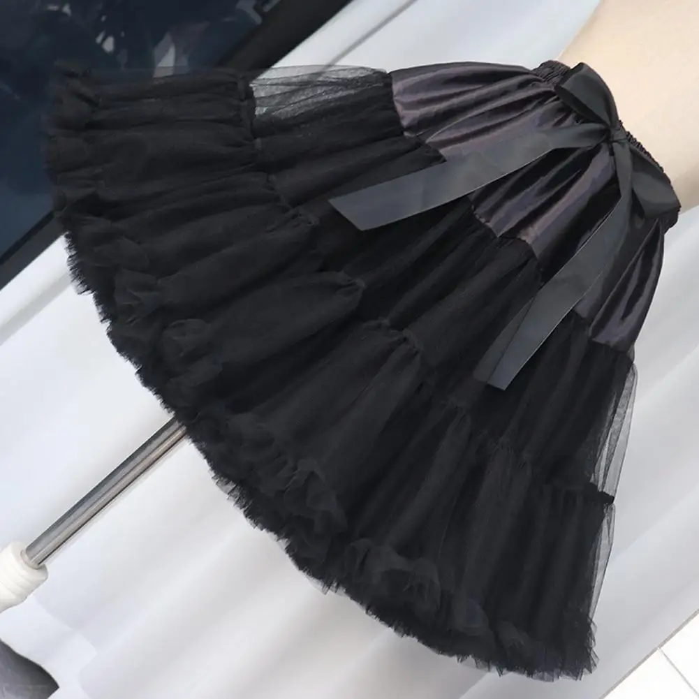 Elegant Bustle Elegant Women's Tulle Skirt with Soft Lining Bowknot Detail for Performance Daily Wear Special Occasions