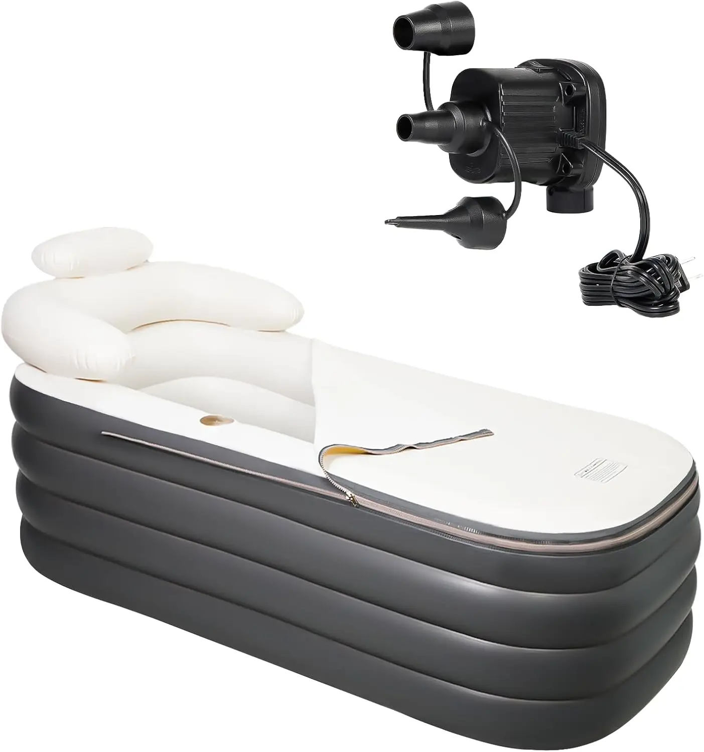 

Inflatable Bathtub Portable Bathtub Adult with Electric Air Pump Freestanding Foldable Spa Tub with Backrest Cup Holder