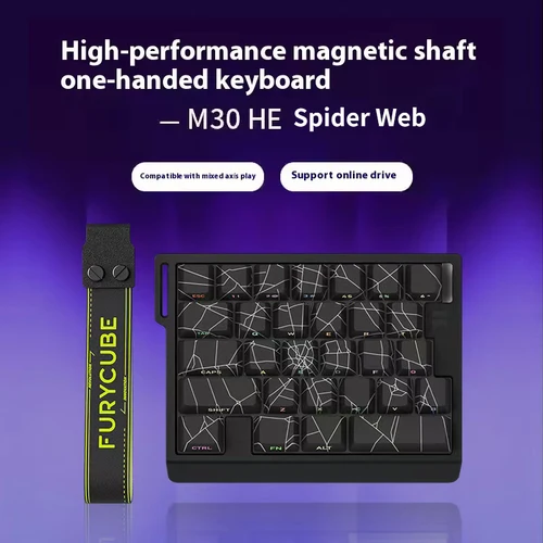 Imagen 1 del producto FURYCUBE M30HE Teclado mecánico con interruptor magnético con cable 0,1 ms 0,01mm RT 8K teclado de deportes electrónicos RGB personalizado de una sola mano